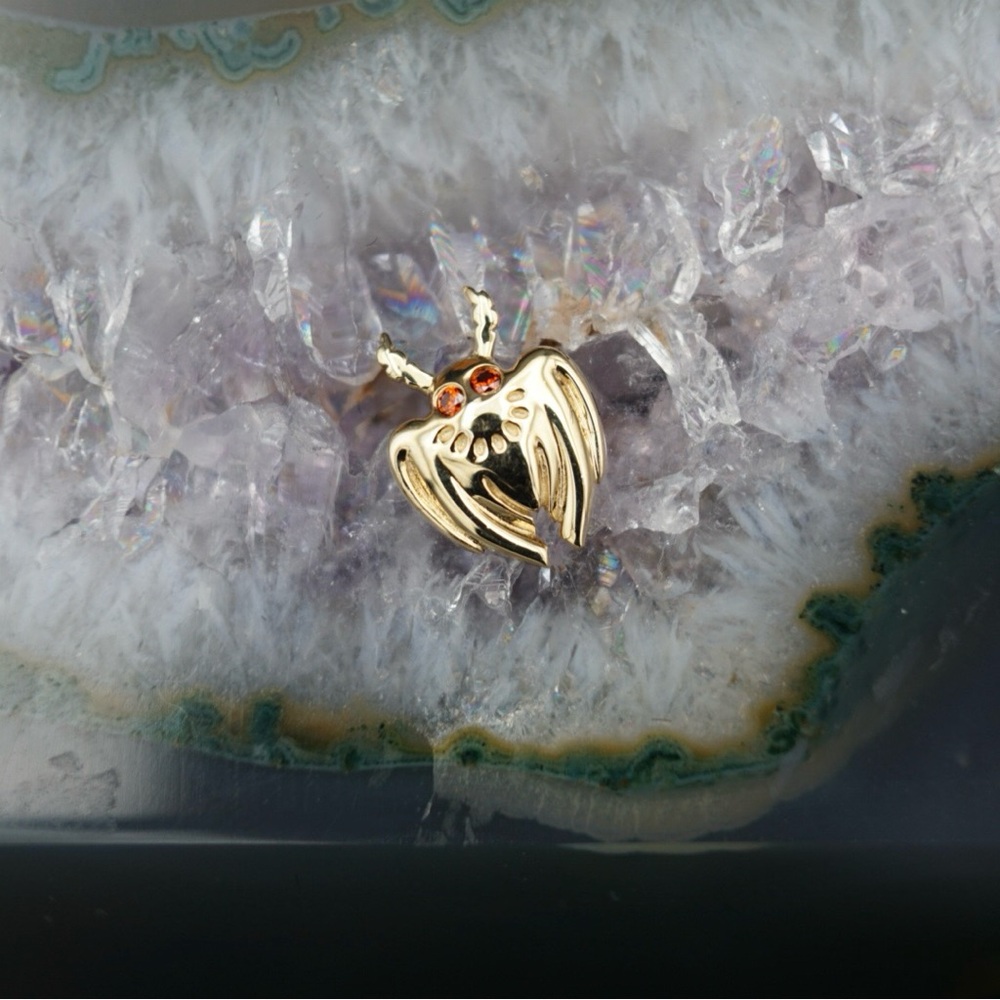 Solid 14k gold Mothman press fit end by Junipurr body jewelry
